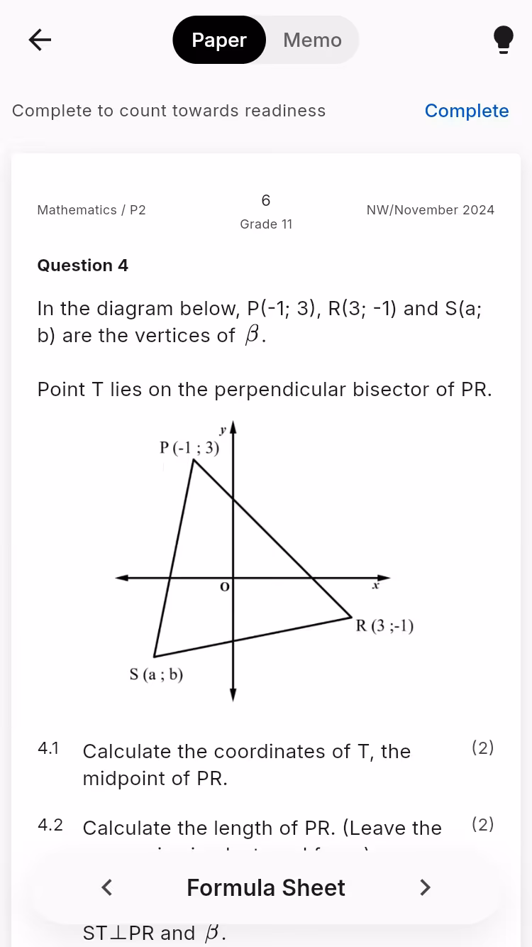 Paper question screen