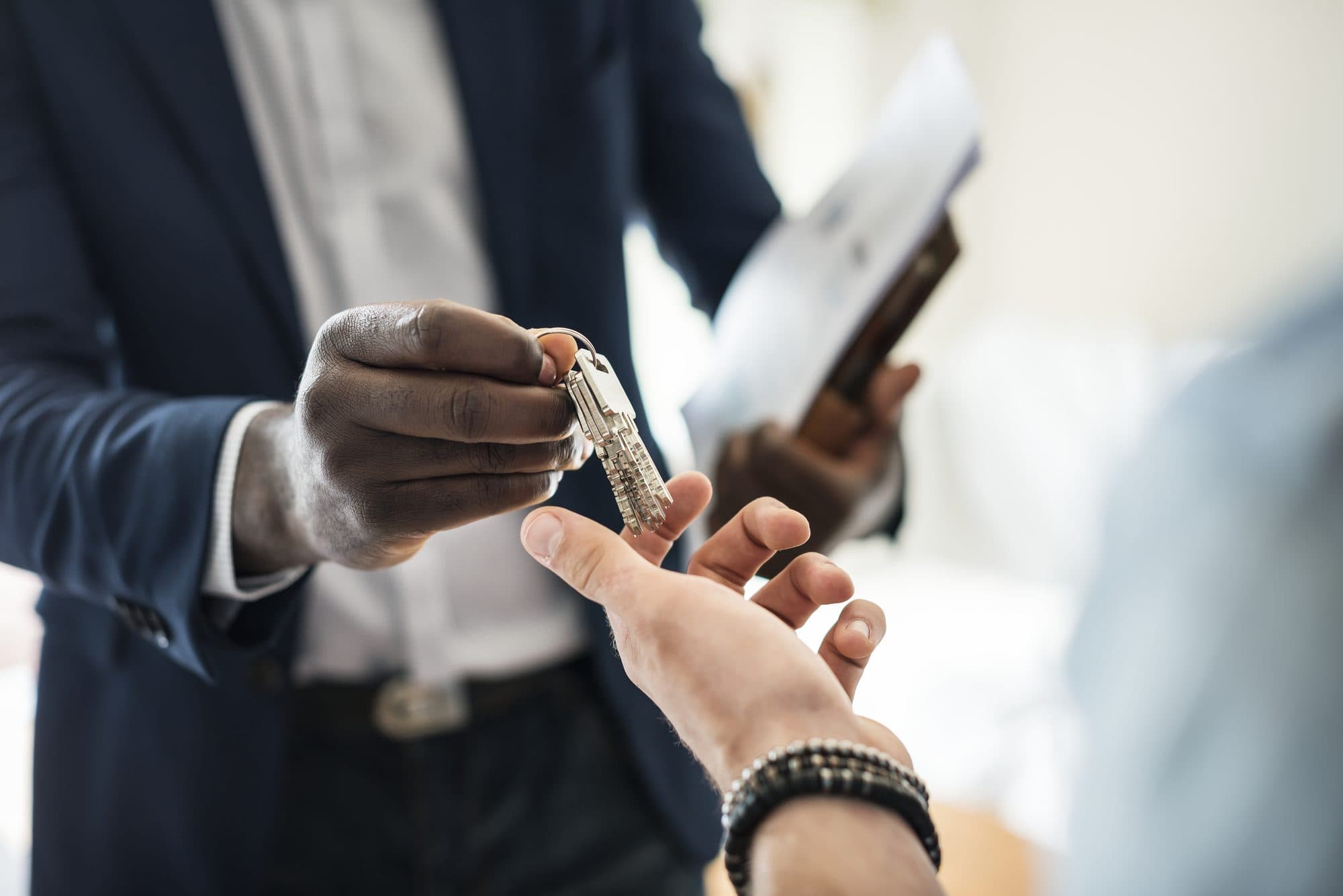 A real estate agent showing a property