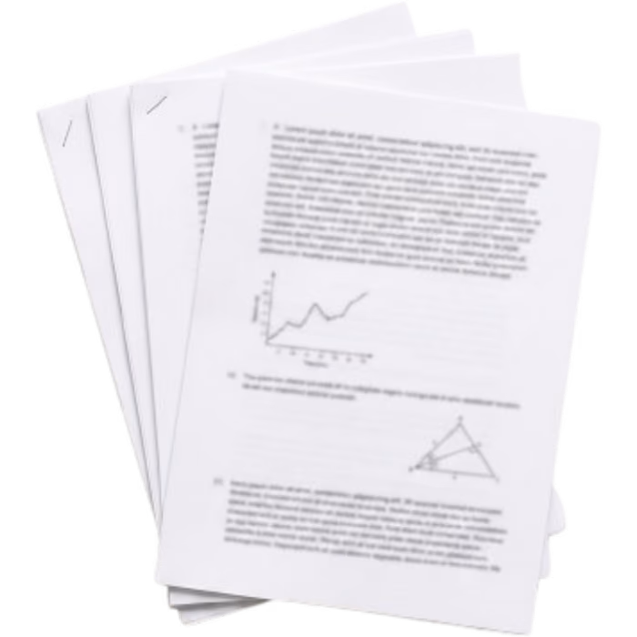 A stack of past exam papers